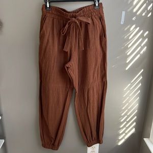 Brown Linen Jogger Pants